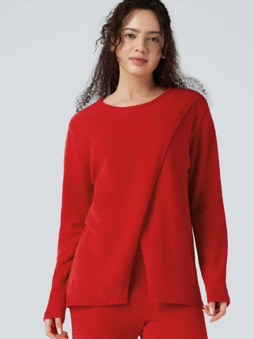 Halara Long Sleeve Asymmetrical Knit Lounge Sweater NWT